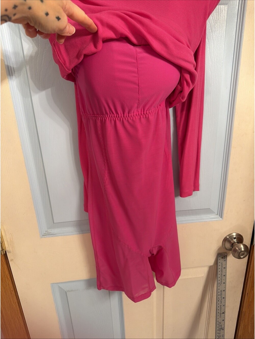 Popilush Womens Large Pink Dress Shapewear Long Sleeve Slimming Sexy Bodycon - Picture 7 of 7